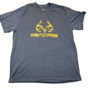 Realtree Mens Logo T-Shirt XL By Antler Creek Gray & Yellow